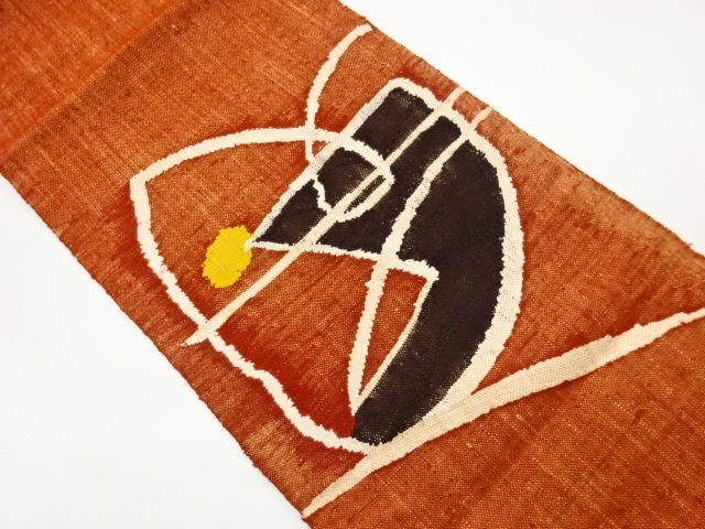 JAPANESE KIMONO / HAND WEAVING MAWATA TSUMUGI ABSTRACT PATTERN WEAVING